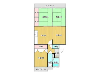 山内ヴィラージュ火の山(4DK/4階)の間取り写真