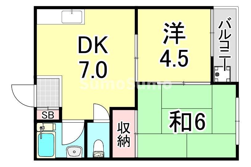 田中マンション(2DK/4階)の間取り写真
