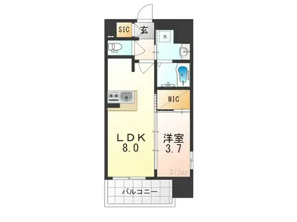 LUXE住吉公園(1LDK/10階)の間取り写真