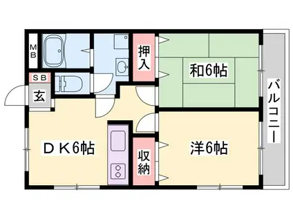 ゼクセル(2DK/2階)の間取り写真