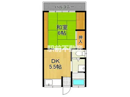 内田アパート(1DK/2階)の間取り写真