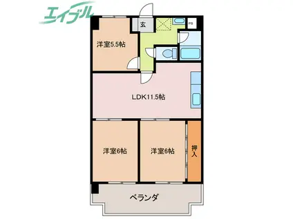 ハムステッドコート(3LDK/2階)の間取り写真