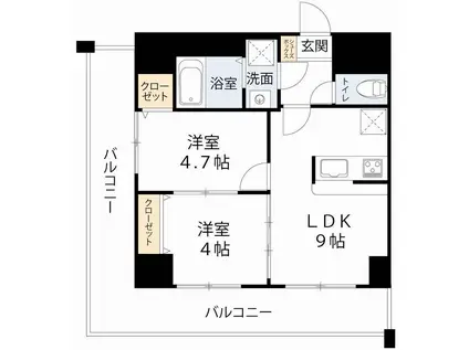 トレヴァンス梅田(2LDK/5階)の間取り写真