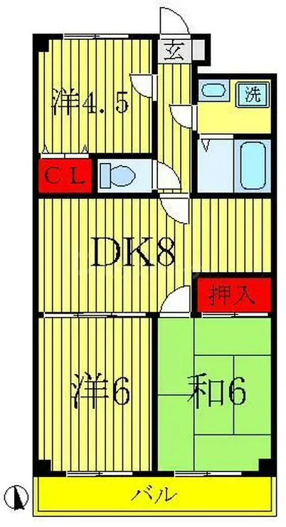 ブランドール常盤平 3階階 間取り