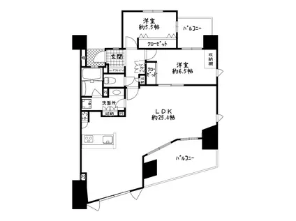 サーパス大分駅前セントマークス(2LDK/3階)の間取り写真