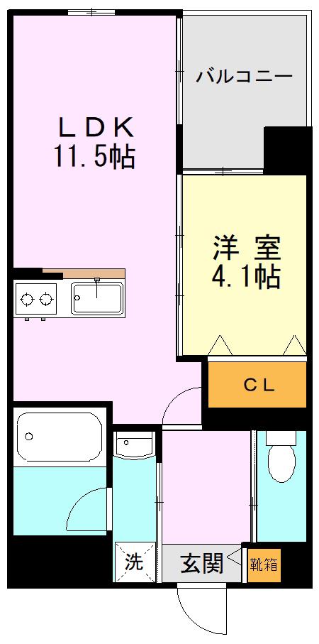 REVE DE H 京町(1LDK/5階)の間取り写真