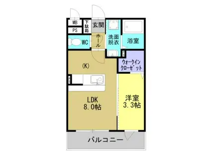 ベーシック上竜尾町4(1LDK/1階)の間取り写真