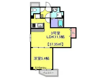 リトルズ本千葉(1LDK/4階)の間取り写真