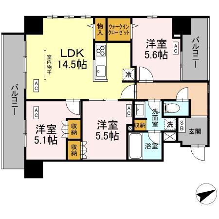 サンジョイアゼロ(3LDK/3階)の間取り写真