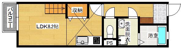 アメニティ江波(1LDK/2階)の間取り写真
