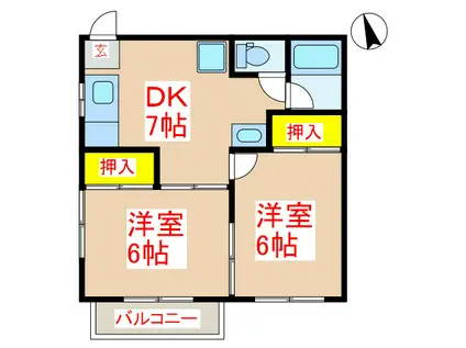 星南・イースト(2DK/2階)の間取り写真