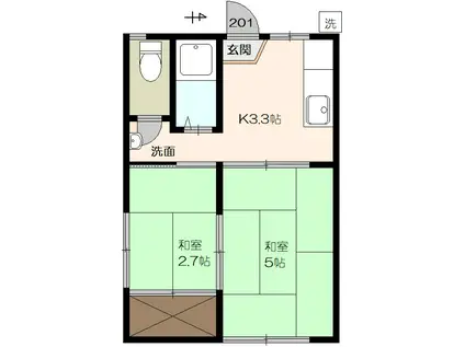 あきら荘(2K/2階)の間取り写真