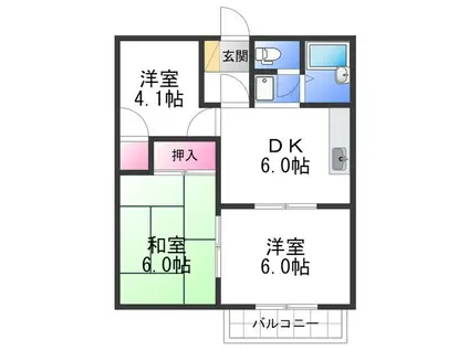 ハウディサガラ(3DK/2階)の間取り写真