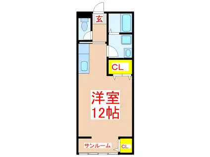 I CUBE(ワンルーム/2階)の間取り写真