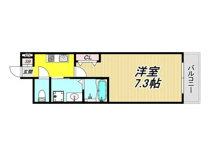 SPRING南塚口(1K/2階)の間取り写真