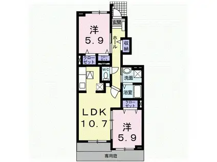 サンリット I(2LDK/1階)の間取り写真