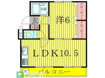 ガーデンフィール東台(1LDK/3階)の間取り写真