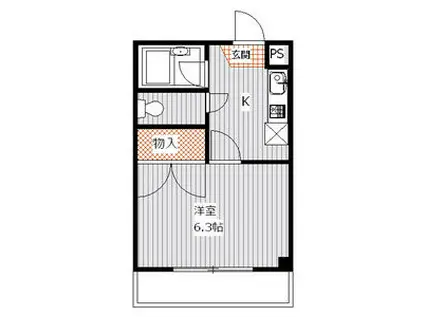 プチメゾン(1K/2階)の間取り写真