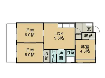 雄町ビル(3LDK/3階)の間取り写真