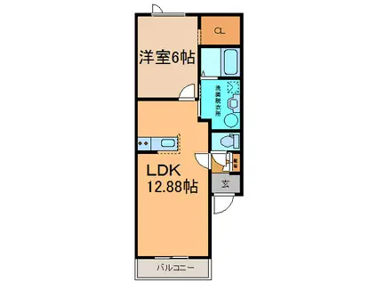 プラシードIII(1LDK/1階)の間取り写真