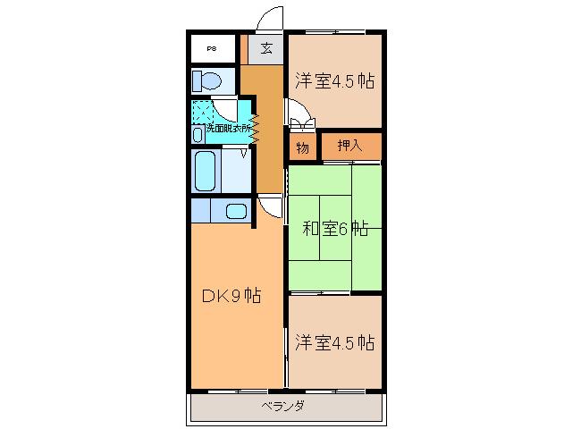 ライフマンション(3DK/3階)の間取り写真