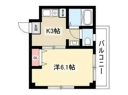 ARK中村公園南(ワンルーム/3階)の間取り写真