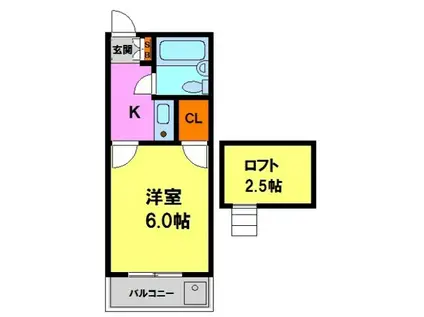 魚里ハイツ(1K/1階)の間取り写真