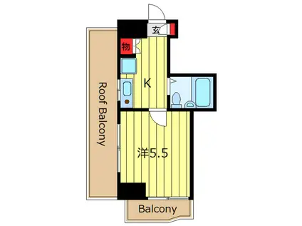 ＪＲ山手線 日暮里駅 徒歩8分 7階建 築34年(1K/6階)の間取り写真