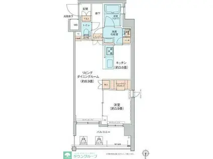 レジデンス菊川スクエア(1LDK/6階)の間取り写真