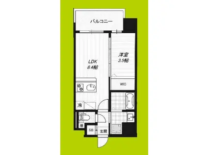 LUXE玉造南(1LDK/12階)の間取り写真