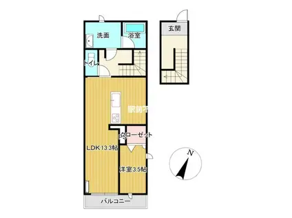 ソラリス(1LDK/2階)の間取り写真