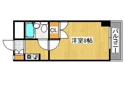 えんだら百歩(1K/6階)の間取り写真