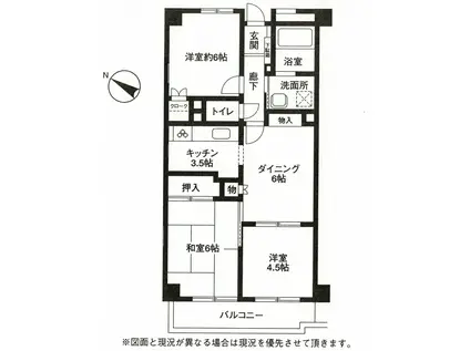 東急ドエルアルス松戸元山(3DK/1階)の間取り写真