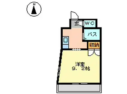 メルベーユⅠ(1K/2階)の間取り写真