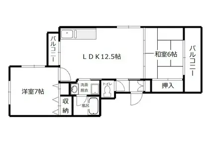 新光マンション(2LDK/4階)の間取り写真
