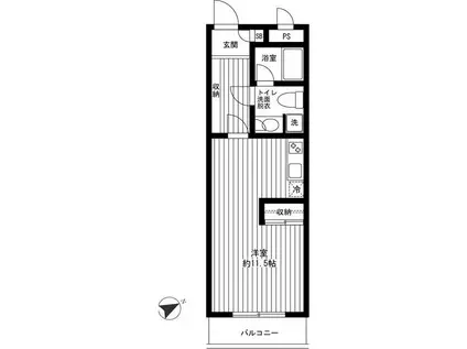 レシャンブルヴァレ(ワンルーム/1階)の間取り写真