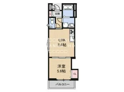 クリエオーレ若草町(1LDK/3階)の間取り写真