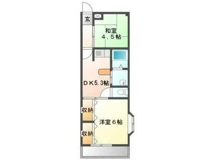 トラミッド友栄(2DK/1階)の間取り写真