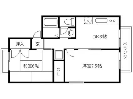 セジュールアルカディア(2DK/2階)の間取り写真