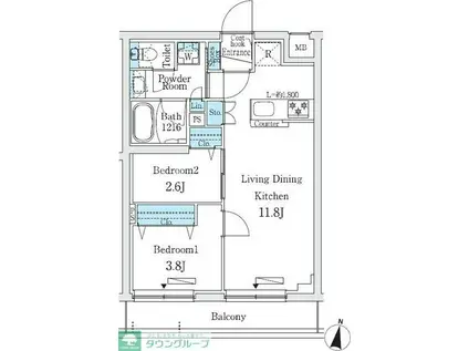 プライムブリス中野富士見町I(2LDK/3階)の間取り写真