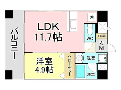 ラフィーネ金田(1LDK/3階)の間取り写真