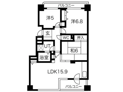 ダイアパレス麻生南公園(3LDK/4階)の間取り写真