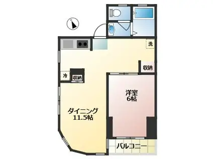 風見コーポ(1LDK/3階)の間取り写真