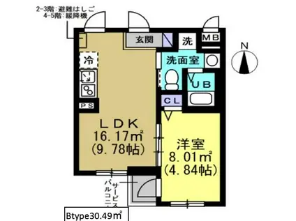 ロイヤルハイツ錦糸町(1LDK/2階)の間取り写真