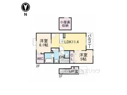 メープル ヴィラ(2LDK/2階)の間取り写真