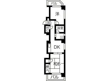 第2宏和ビル(2DK/6階)の間取り写真