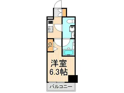 メインステージ千住中居町(1K/7階)の間取り写真