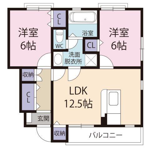 ドエル四季 II番館(2LDK/1階)の間取り写真