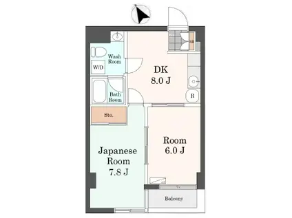 ノアール(2DK/2階)の間取り写真