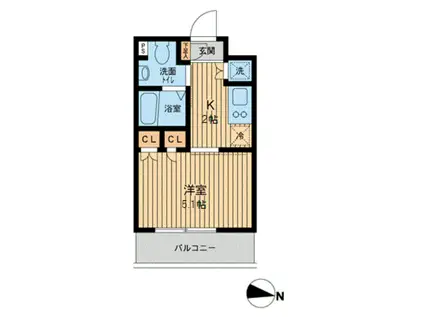 エスティメゾン武蔵小山(1K/3階)の間取り写真
